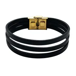 دستبند چرم طبیعی گالری عزیزی مدل ga99