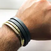 دستبند چرم مردانه گالری عزیزی مدل ga100
