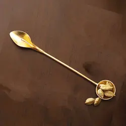 قاشق برنجی دستساز گالری عزیزی مدل گل شیپوری