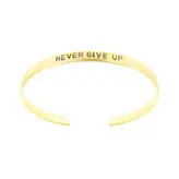 دستبند برنجی مردانه و زنانه گالری عزیزی مدل NEVER GIVE UP ( هرگز تسلیم نشو )