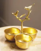 ظرف سرو پذیرایی برنجی گالری عزیزی طرح پرندگان