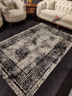 گلیم فرش ساوین طرح 4118 نقره ای مشکی