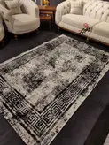 گلیم فرش ساوین طرح 4118 نقره ای مشکی