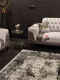 گلیم فرش ساوین طرح 4118 نقره ای مشکی