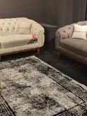 گلیم فرش ساوین طرح 4118 نقره ای مشکی