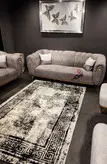 گلیم فرش ساوین طرح 4118 نقره ای مشکی