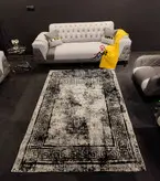 گلیم فرش ساوین طرح 4118 نقره ای مشکی