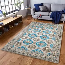گلیم فرش ساوین طرح 7400نقره ای روشن