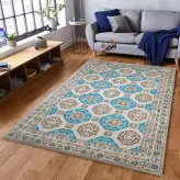 گلیم فرش ساوین طرح 7400نقره ای روشن