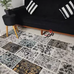 گلیم فرش ساوین طرح 4121 مشکی ابی