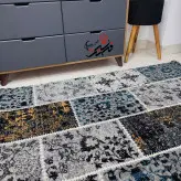 گلیم فرش ساوین طرح 4121 مشکی ابی