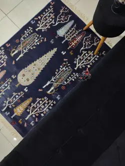 گلیم فرش ساوین طرح 3248 رنگ سرمه ای