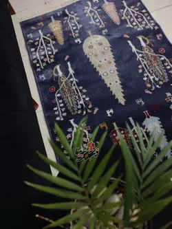 گلیم فرش ساوین طرح 3248 رنگ سرمه ای