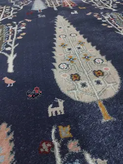 گلیم فرش ساوین طرح 3248 رنگ سرمه ای