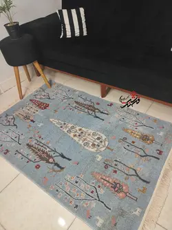 گلیم فرش ساوین طرح 3248 رنگ آبی