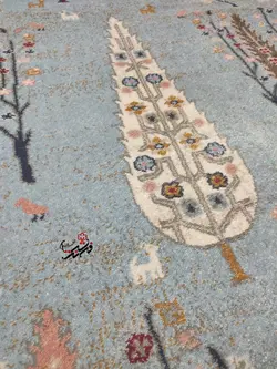 گلیم فرش ساوین طرح 3248 رنگ آبی