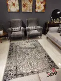 گلیم فرش ساوین طرح 4123 نقره ای مشکی