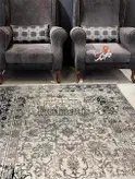 گلیم فرش ساوین طرح 4123 نقره ای مشکی