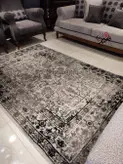 گلیم فرش ساوین طرح 4123 نقره ای مشکی