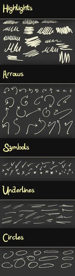 دانلود مجموعه براش فتوشاپ خطوط Doodle Symbols PS Brushes Set 1