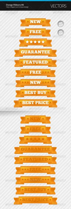 دانلود مجموعه وکتور روبان نارنجی 3