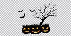 دانلود تصویر PNG هالووین و کدو تنبل با خفاش