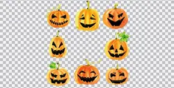 دانلود تصویر PNG مجموعه استیکر آبرنگی کدو هالووین