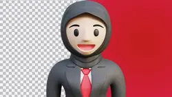 دانلود تصویر PNG کاراکتر سه بعدی آواتار زن جوان با حجاب و مقنعه