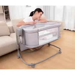 تخت کنار مادر سه کاره 08602 طوسی تیره ماستلا Mastela