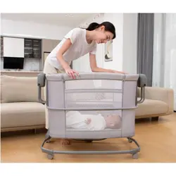 تخت کنار مادر سه کاره 08602 طوسی تیره ماستلا Mastela