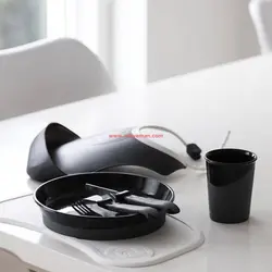 ظرف غذا خوری و صفحه نگهدارنده تویست شیک مشکی TWISTSHAKE