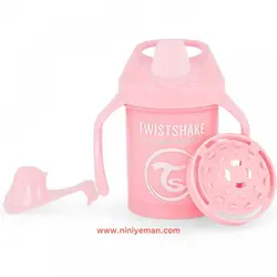 لیوان آبخوری دسته دار تویست شیک صورتی 230 میل Twistshake