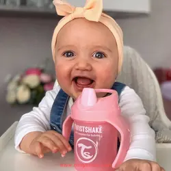 لیوان آبخوری دسته دار تویست شیک صورتی 230 میل Twistshake