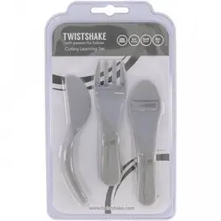 ست قاشق و چنگال آموزشی تویست شیک طوسی Twistshake