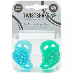 پستانک 0 تا 6 ماه تویست شیک طرح آبی سبز دو عددی Twistshake