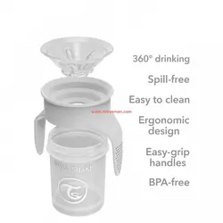 لیوان 360 درجه تویست شیک سفید Twistshake