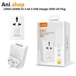 شارژر دیواری موبایل سه پورت الدینیو مدل LDNIO A3306 (دوکاره) ez4