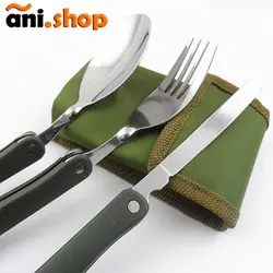 ست قاشق و چنگال و چاقو سفری مدل بلوط مجموعه 3 عددی