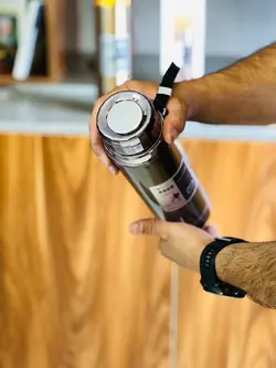 فلاسک هوشمند یک لیتری استیل دوجداره با نگهداری بالا دما دماسنج دار جینگ بنگ سرد و گرم کوهنوردی و مسافرتی