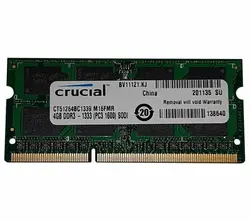 رم لپ تاپ کروشیال مدل 1333 DDR3 PC3 10600s MHz ظرفیت 4گیگابایت