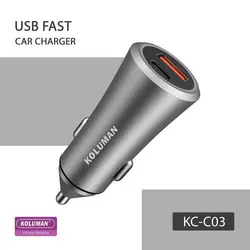 شارژر فندکی کلومن مدل KC-C03 20W PD به همراه کابل تبدیل MicroUSB