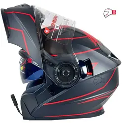 کلاه کاسکت فک متحرک ردلاین مدل ۹۳۹ NSN23 BLK-RED بلوتوثی