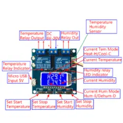 کنترل کننده دما و رطوبت دیجیتال مدل XY-TR01