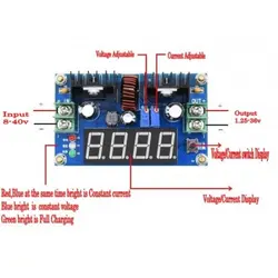 ماژول رگولاتور DC به DC کاهنده 8 آمپر با قابلیت نمایش و تنظیم ولتاژ و جریان خروجی