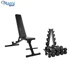 رک دمبل 2 طرفه و نیمکت مدرج HOME GYM