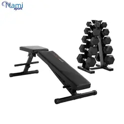 رک دمبل 2 طرفه و نیمکت مدرج HOME GYM