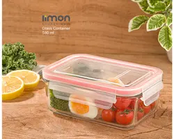 ظرف شیشه ای مستطیل دربدار 580 میلی لیتر لیمون