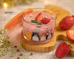 ظرف شیشه ای دربدار 190 میلی لیتر چاپدار لیمون