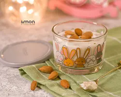 ظرف شیشه ای دربدار 190 میلی لیتر چاپدار لیمون