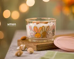 ظرف شیشه ای دربدار 190 میلی لیتر چاپدار لیمون